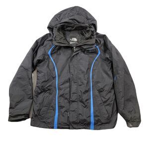 The North Face 3 in 1 Jacket Womens Large Black HyVent Nylon Hood‎ Quilted Inner